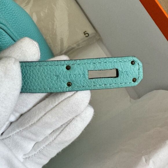 100% authentic Hermes Kelly 32 blue atoll Togo GHW stamp T - Picture 11 of 12